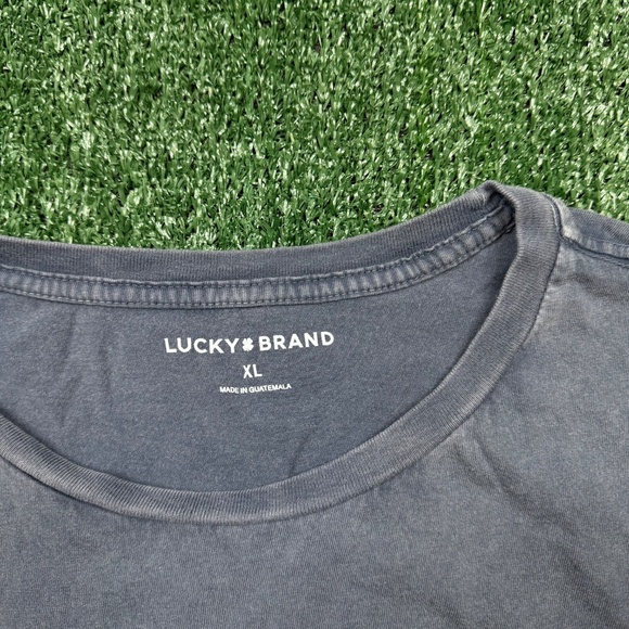 Lucky Brand Graphic T Shirt Women's Size XL Gray Short Sleeve Boxy Cropped Tee - Picture 4 of 7